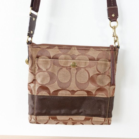 Coach Bag Womens Brown Crossbody Shoulder Purse Designer Monogram Logo Signature - Picture 9 of 16